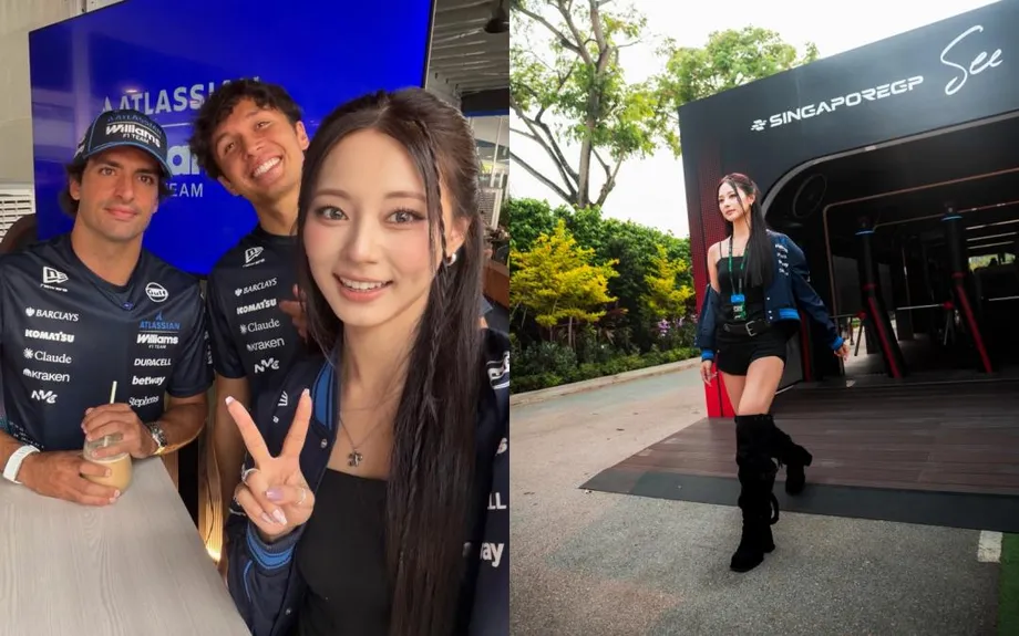 Tzuyu Brings Sheer Black Style to Singapore F1 as Williams and DAN DA DAN Prepare 2027 Theme Song